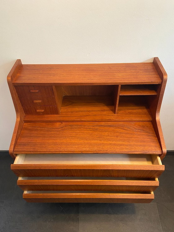 Image 1 of Vintage Danish secretaire with 3 drawers