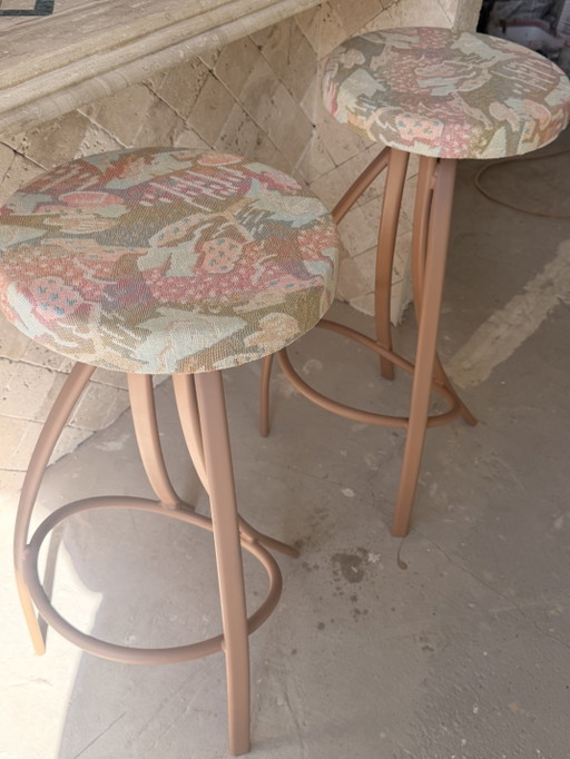 Magnifiques Tabourets de Bar Rétro 3 Pièces – barkrukken, Iron, Textile