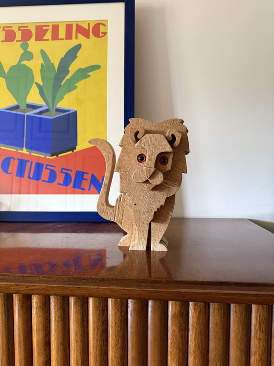 Image 1 of Bottega Michelangeli, escultura de león en madera, Orvieto, Italia, años 70