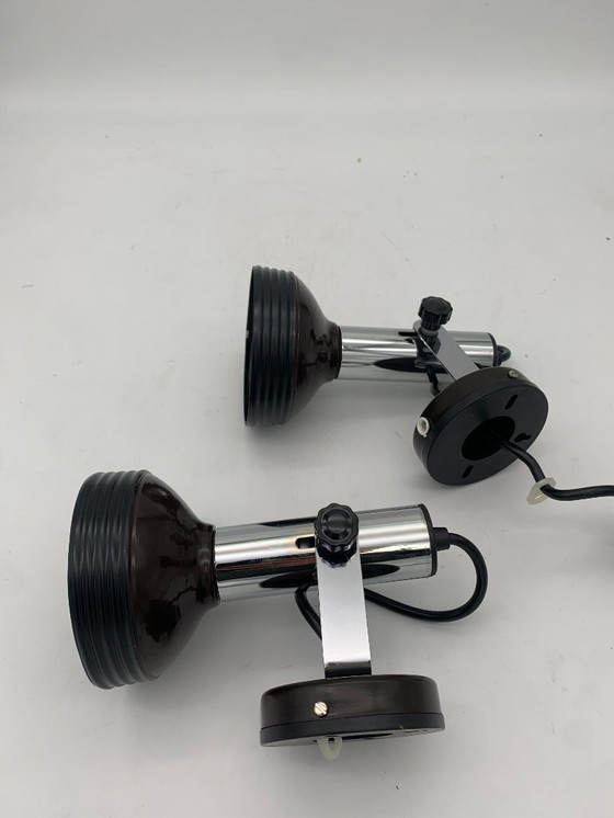 Image 1 of Paar Wandlampen, die Stilnovo zugeschrieben werden