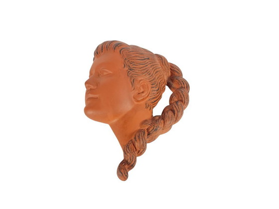 Image 1 of Achatit Cortendorf - terracotta - wandmasker - ceramic mask - handarbeit - 50s