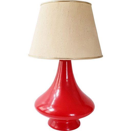 Vintage red glass lamp, 1960s