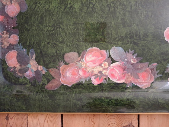 Image 1 of Grand plateau de service en métal peint avec poignées 74,7 X 55,5 cm