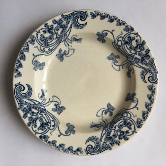 Image 1 of LG Clairefontaine ironstone porcelain soup plates, Violettes model