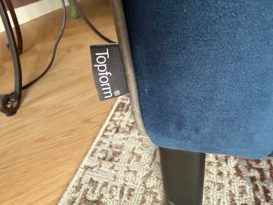 Poltrona Topform in velluto blu, Poltrone, Legno, Modern (foto 3 di 7)