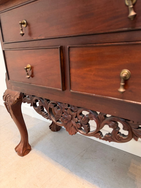 Image 1 of Antique Carved Mahogany Wellington Chest on Stand