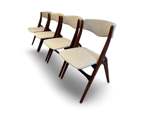 Image 1 of 4x Louis van Teeffelen Silla ASKA sillas de comedor bouclé
