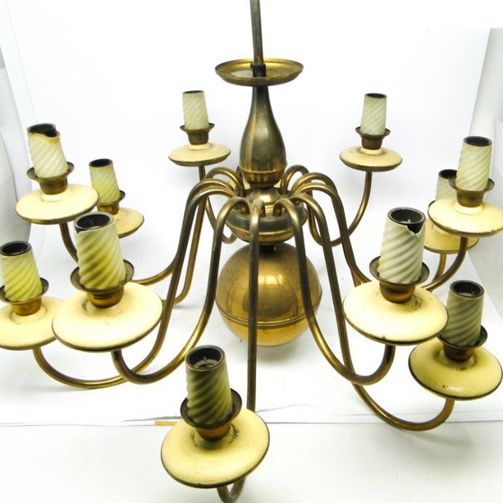 Vintage Metal Chandelier, Poland, 1980s – Brass (photo 6 of 13)