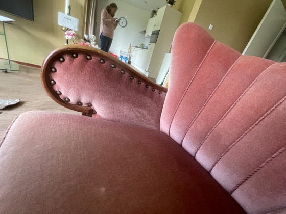 Image 1 of Set van 4 Art Deco fauteuils (ca. 1920-1950) | Opnieuw bekleed met roze fluweel