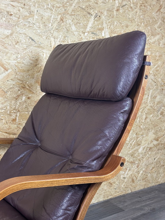 Image 1 of 2x 60s 70s Easy Chair poltrona in pelle Westnofa Norvegia Mid Century