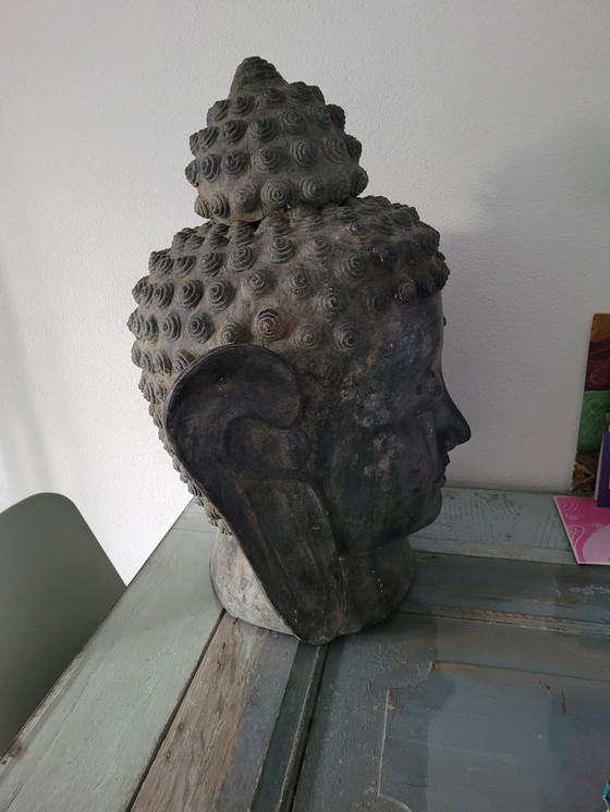 Image 1 of Wunderschöner Buddha-Kopf aus Bronze, Höhe 65 cm