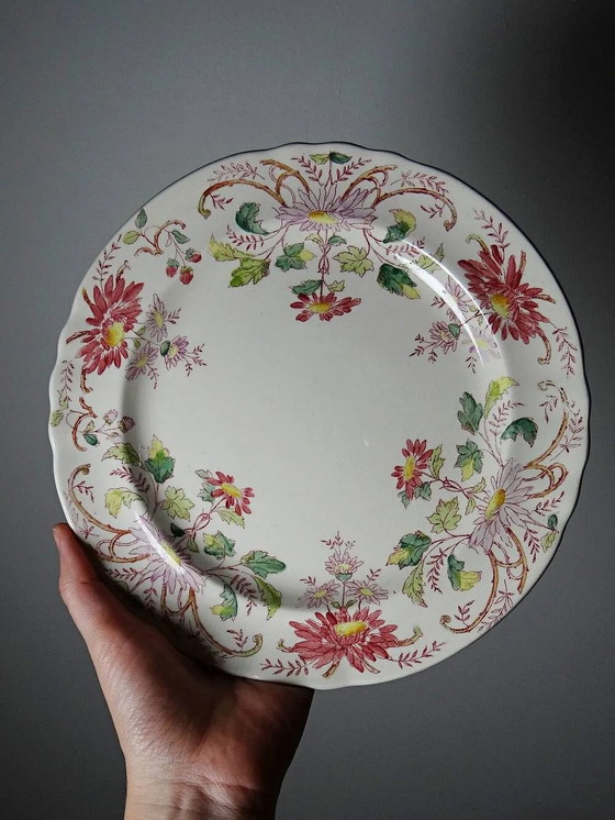 4 antike Dessertteller Longchamp Daisies Ironstone polychrom – Geschirr, Porzellan, Art Nouveau (photo 5 of 16)