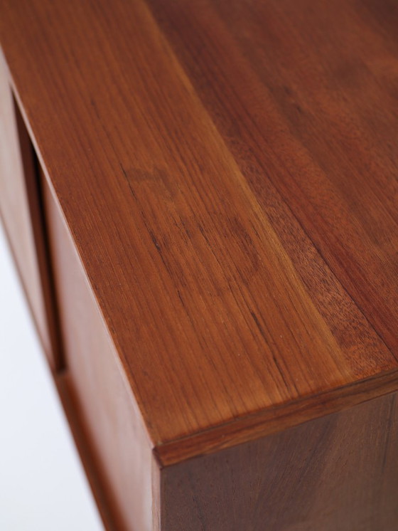 Image 1 of Danish vintage teak wood sliding door cabinet