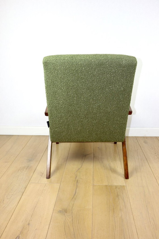 Image 1 of Vintage armchair B-310 VAR green boucle dark structural wood 1970s