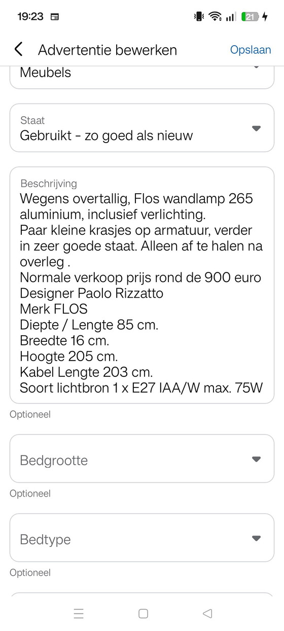 Image 1 of Flos wall lamp 265