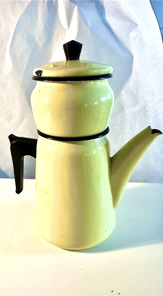 Cafetera esmaltada original Aubecq con filtro - Francia - años 60/70 – Accesorios de cocina, Other (photo 9 of 10)