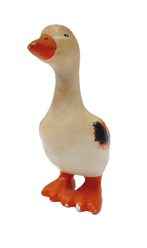 Image 1 of Statuina di oca o anatra in ceramica dipinta a mano