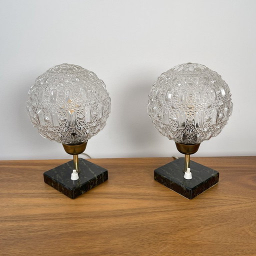 Set of night lights, bulb on marble base