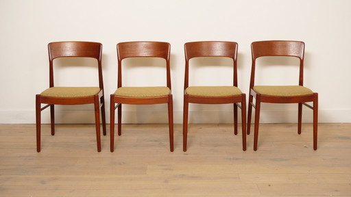 4 x sedia da pranzo | Henning Kjaernulf | Teak | Rivestita