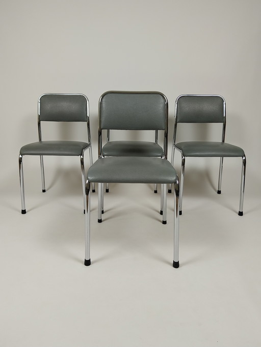 4 x Chaises Vintage en cuir Skai, 70s - 80s