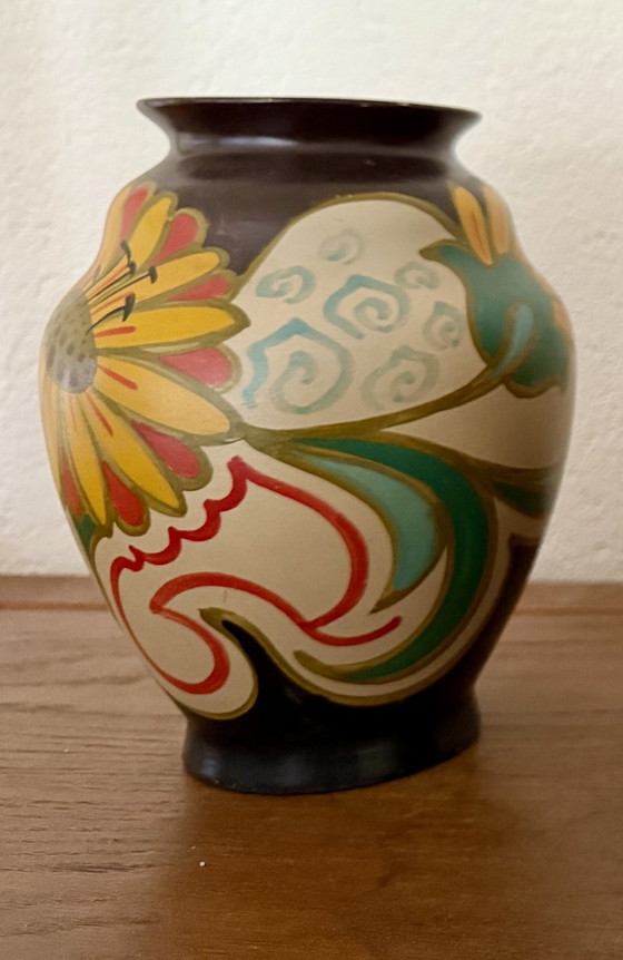 Image 1 of Unieke Gouda Sparta Plateel Vasenset Art-Deco