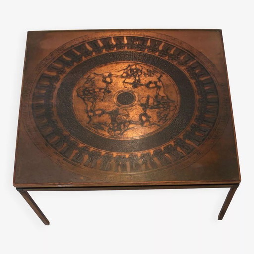 Page 1 of 13 Mid-century copper and wood coffee table, Vad Trevarefrikk, Norway, 60's.