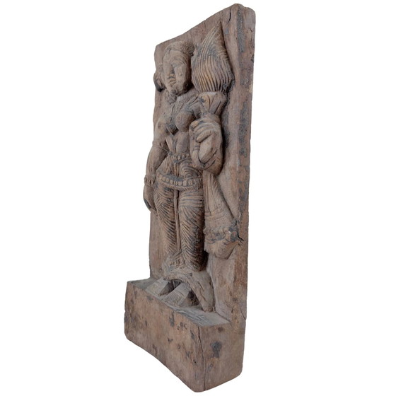 Panneau de temple antique du 18e/19e siècle – Déesse Lakshmi (Sri Devi) – Décorations murales, Wood (photo 6 of 9)