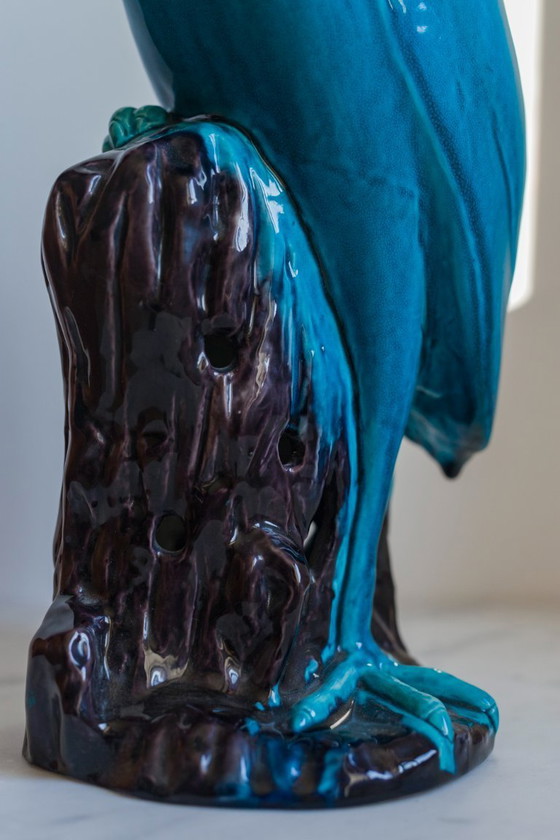 Image 1 of  Figurina di gru cinese smaltata di turchese, anni '50