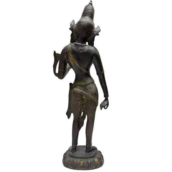 Standing Tara – Old Bronze Statue, Himalaya, 18th-19th Century – Sculpture (photo 5 of 10)