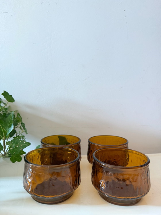 Ciotole piccole Mid Century Arcoroc Siërra, set di 4, Bicchieri e caraffe, Vetro, Dorato (foto 5 di 5)