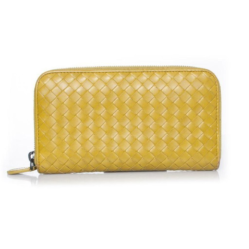 Bottega Veneta, Lime green intrecciato nappa zip wallet