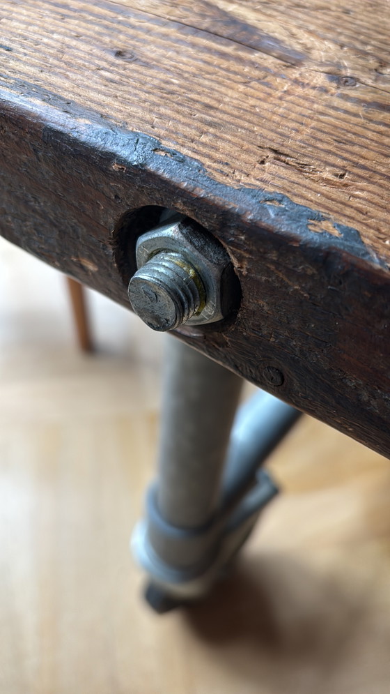 Image 1 of Table scaffolding wood and pipes 