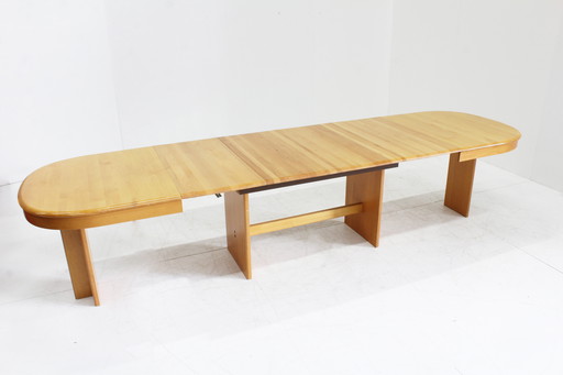 Vintage Deense grote ovalen uitschuifbare eettafel XL