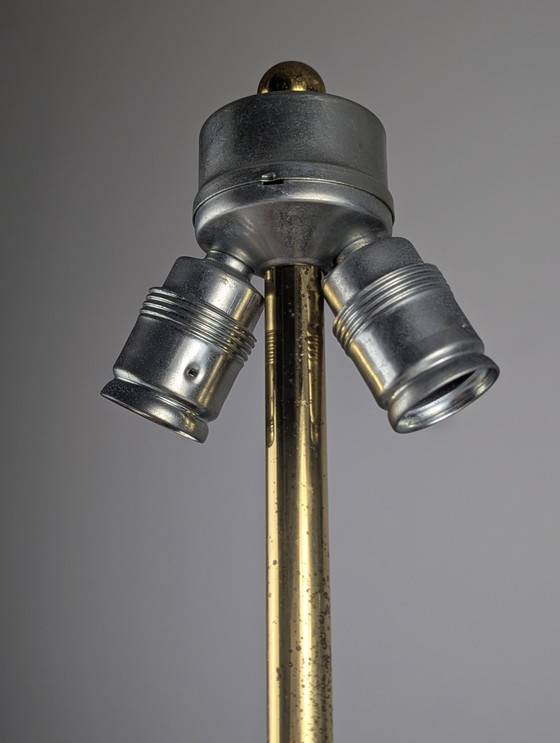 Image 1 of Pareja de grandes lámparas de sobremesa en madera laminada y latón, años 60