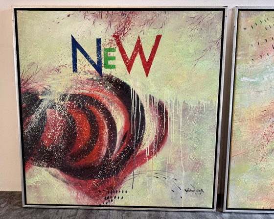 Image 1 of Œuvre encadrée peinte à la main « New York » par Robert Young