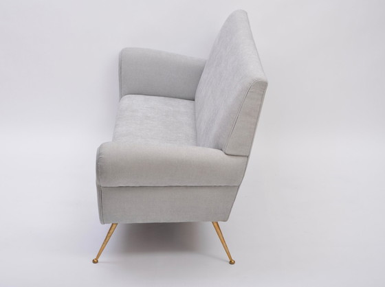 Image 1 of Reupholstered Grey Italian Mid-Century Modern Sofa by Gigi Radice for Minotti