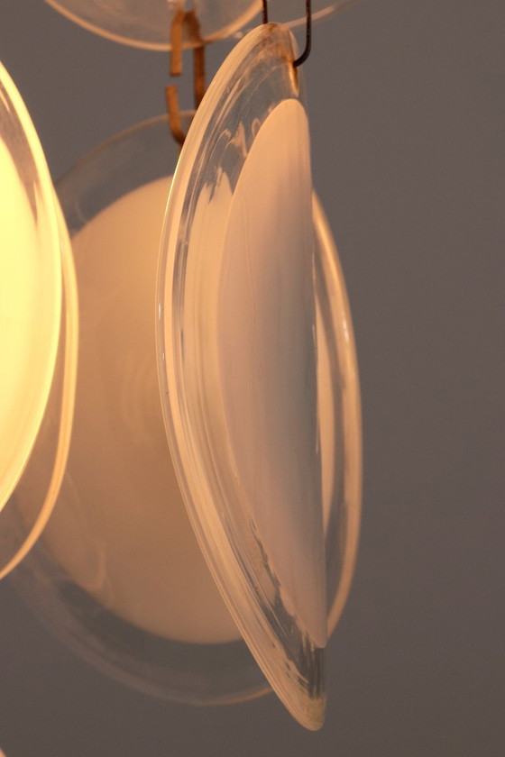 Image 1 of Lustre à disque en verre de Murano vénitien, style italien du milieu du XXe siècle, par Vistosi