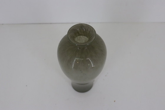 Image 1 of Mouth-blown Glass Decorative Vase – Grey/Green Marbled Glass – 20 cm