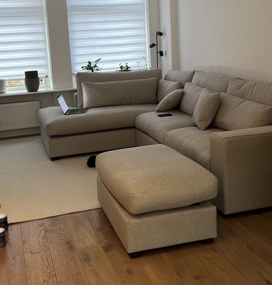 Canapé d'angle avec méridienne et pouf - Comme neuf et résistant aux taches – sofa@home, Canapés d'angle (photo 5 of 5)