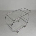 Art-Deco-Servierwagen, verchromter Servierwagen, 1950er Jahre