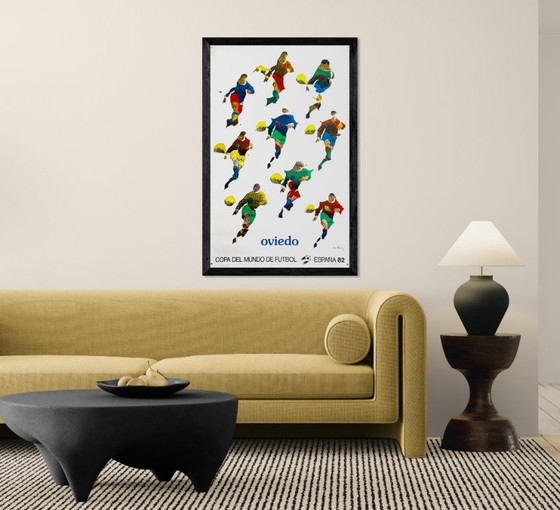 Image 1 of ⚽  Original Vintage 1982 COPA DEL MUNDO Poster | Oviedo Edition | Pol Bury Plakat | 95 x 60cm
