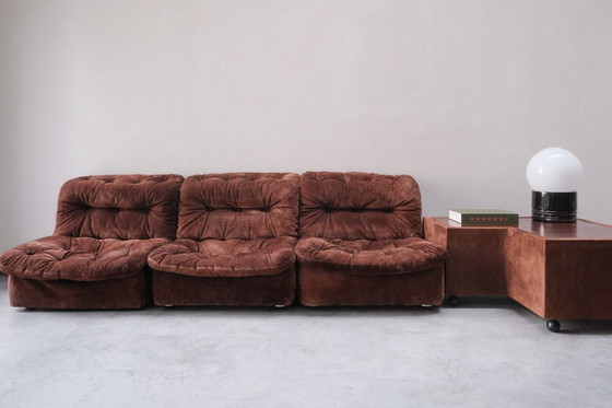 Image 1 of Vintage modular suede sofa set by Knoll