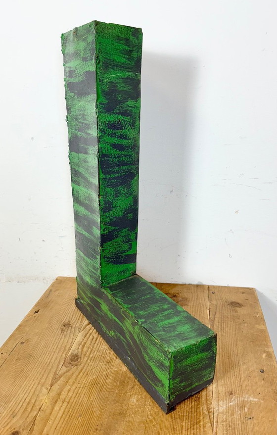 Image 1 of Grande lettera L in ferro verde vintage per facciata, anni '70