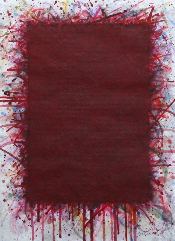 Image 1 of Rectángulo rojo - Bernd Berner, Signierte Gouache Kunst aus 1985