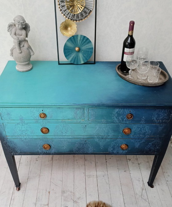 Image 1 of Antica cassettiera inglese in legno "Aqua