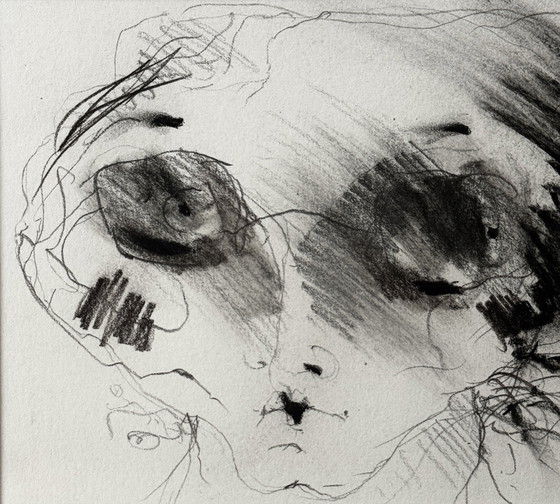 Image 1 of Robert Detheux - Magnifique portrait surréaliste - Vendu encadré 