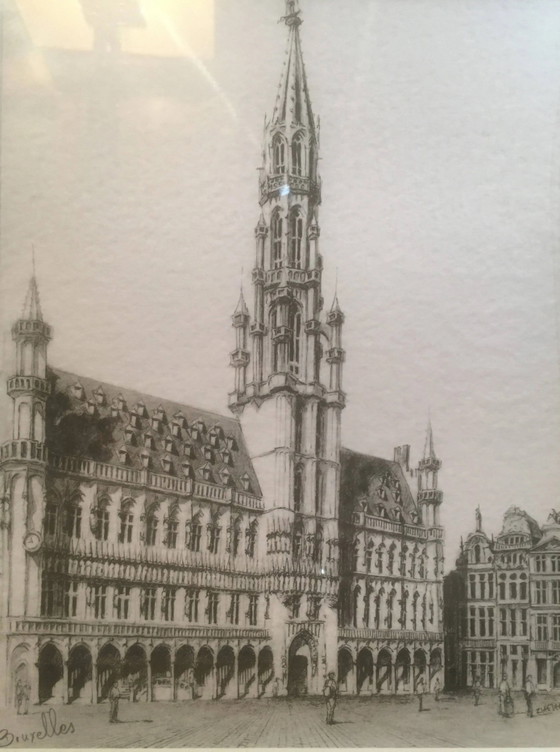 Estampes encadrées Hôtel de Ville de Bruxelles – Décorations murales, Paper, Vintage (photo 3 of 6)