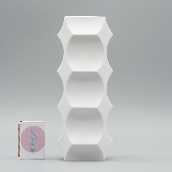 Image 1 of HUTSCHENREUTHER Chic Biskuitporzellan ARCHAIS 4× Vasen-Set Heinrich FUCHS Op Art