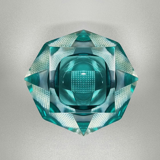 Image 1 of 1960s Gorgeous Turquoise Ashtray or Catchall by Flavio Poli for Seguso. Made in Italy