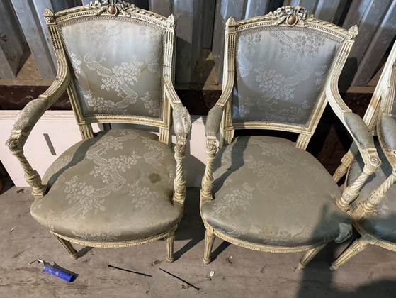 Image 1 of Louis 14 stoelen en bankje met bureautje
